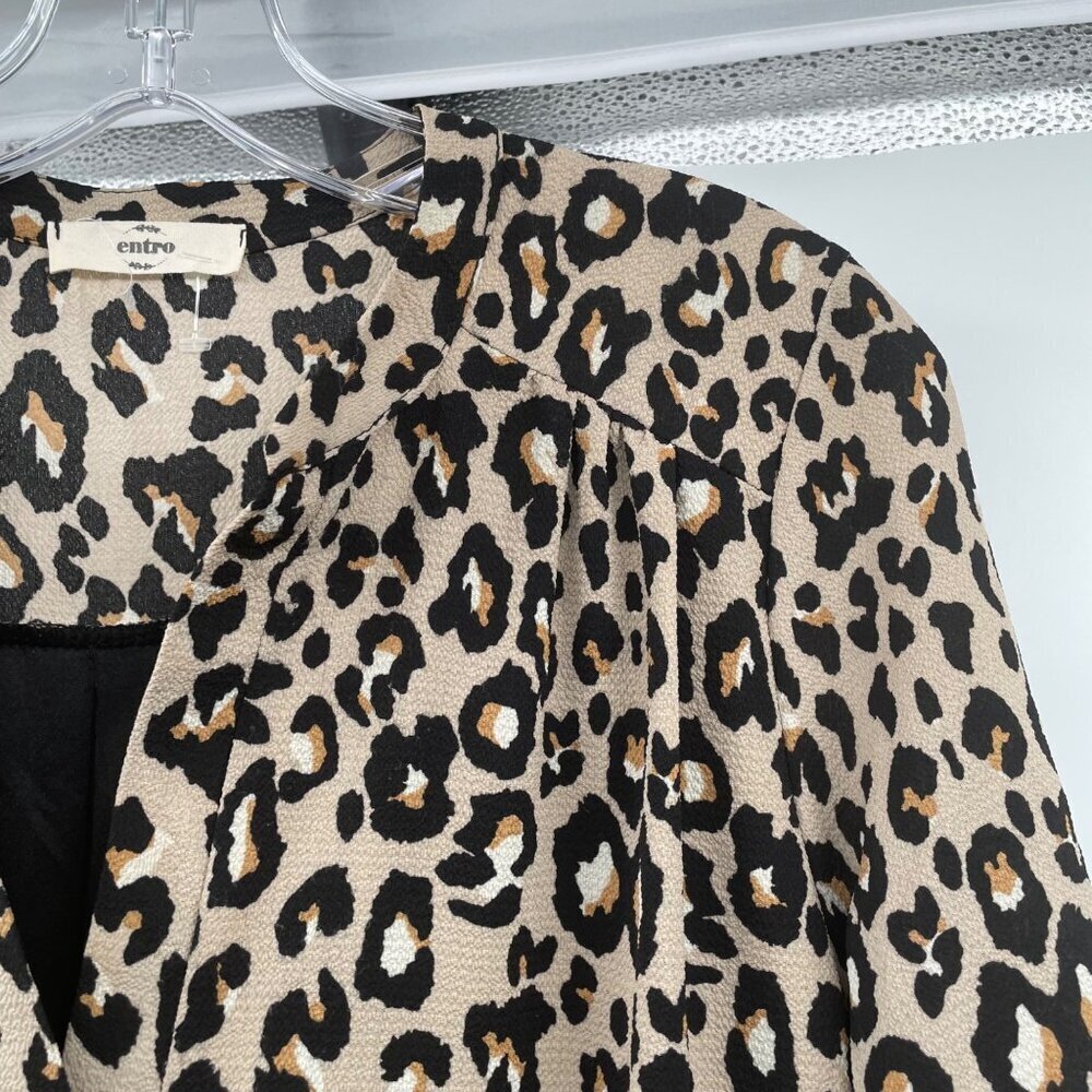 Entro Cheetah Print Shift Dress 3/4 Sleeve V-Neck Multicolor Size Small - Picture 4 of 9